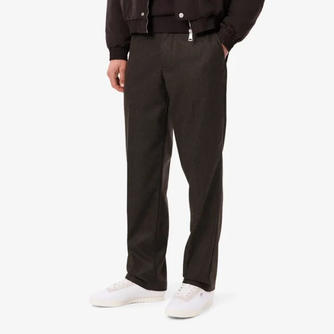 Pantaloni da uomo in lana a vita dritta con motivo a chevron