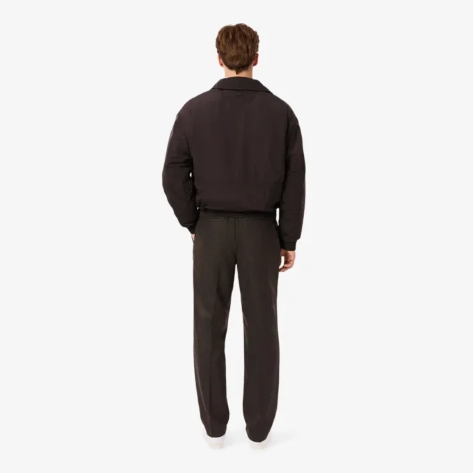 Pantaloni da uomo in lana a vita dritta con motivo a chevron