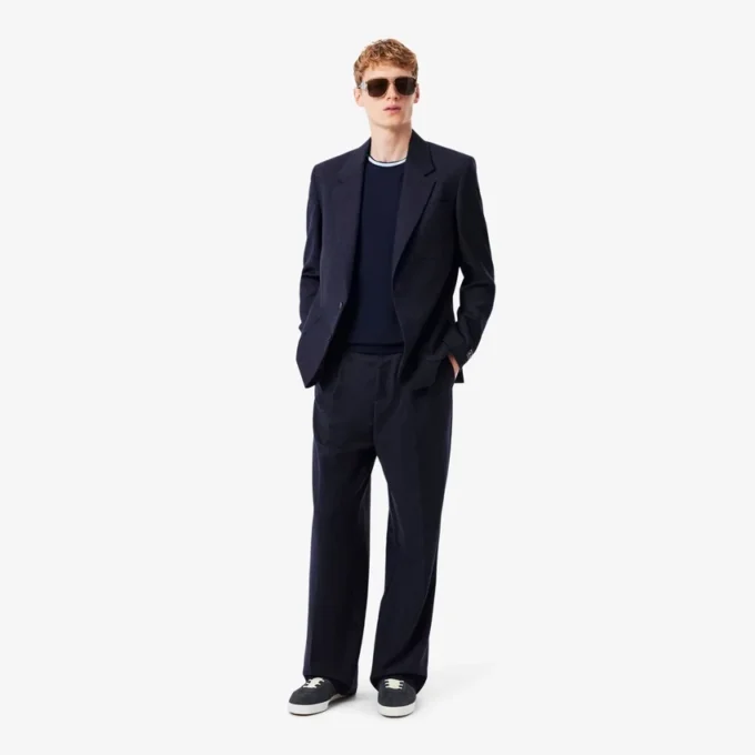 Pantaloni da uomo in lana feltrata con vestibilità dritta Pantaloni da uomo in lana feltrata con vestibilità dritta