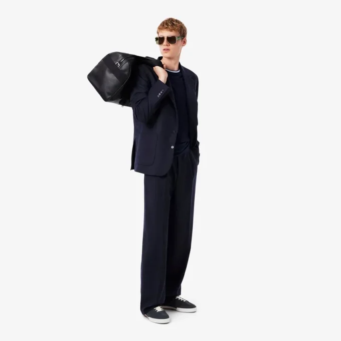 Pantaloni da uomo in lana feltrata con vestibilità dritta Pantaloni da uomo in lana feltrata con vestibilità dritta