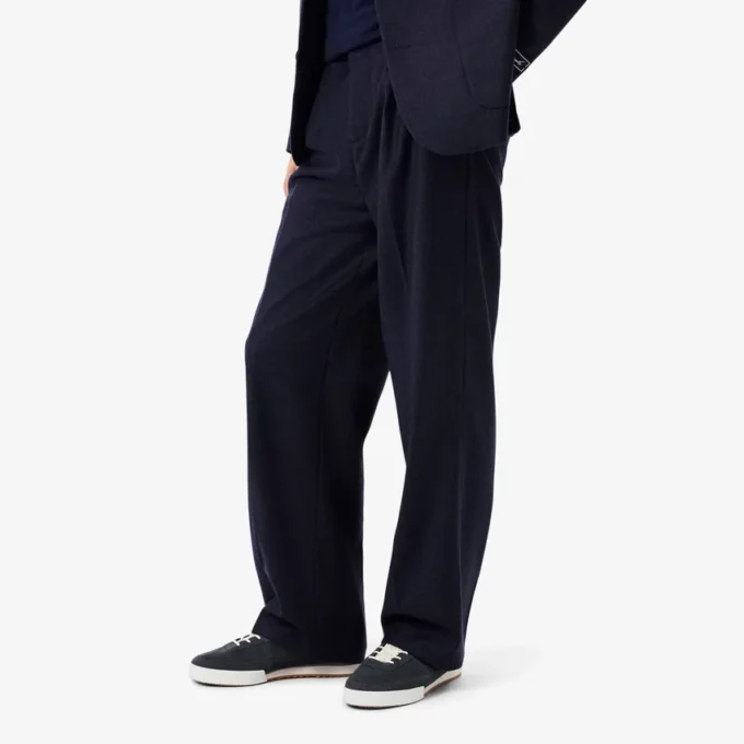 Pantaloni da uomo in lana feltrata con vestibilità dritta Pantaloni da uomo in lana feltrata con vestibilità dritta