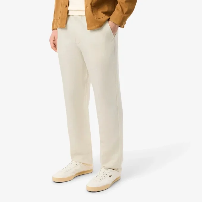 Pantaloni da uomo in twill di lino a vestibilità regolare Pantaloni da uomo in twill di lino a vestibilità regolare