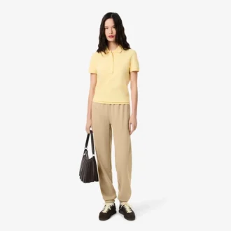 Pantaloni in pile da donna con logo in rilievo Pantaloni in pile da donna con logo in rilievo