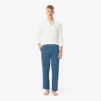 Pantaloni pigiama da uomo in popeline con monogramma