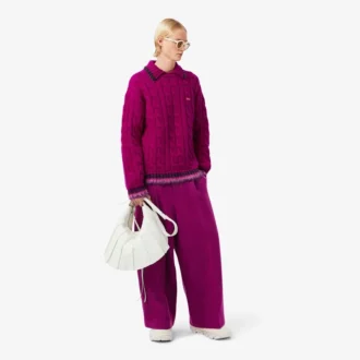 Pantaloni sartoriali in lana fiammata dal taglio ampio della collezione Runway