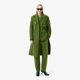 Pantaloni sartoriali in lana fiammata dal taglio dritto della collezione Runway