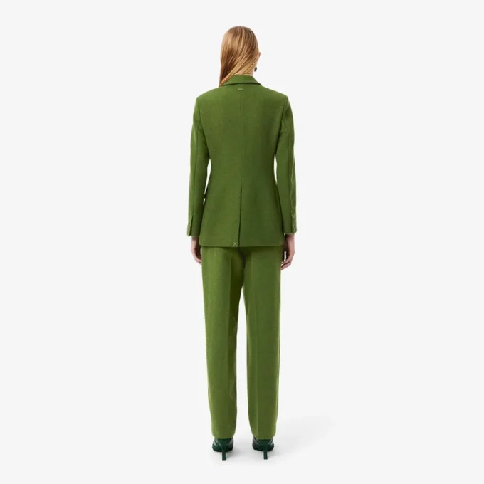 Pantaloni sartoriali in lana fiammata dal taglio dritto della collezione Runway