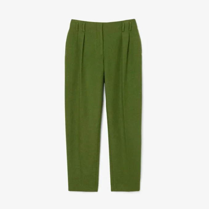 Pantaloni sartoriali in lana fiammata dal taglio dritto della collezione Runway