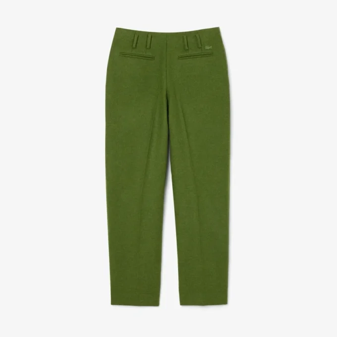 Pantaloni sartoriali in lana fiammata dal taglio dritto della collezione Runway
