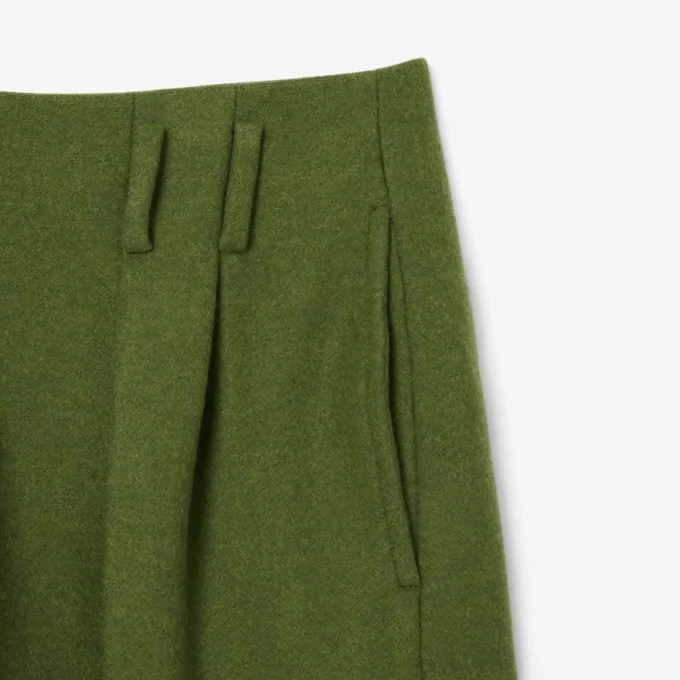 Pantaloni sartoriali in lana fiammata dal taglio dritto della collezione Runway