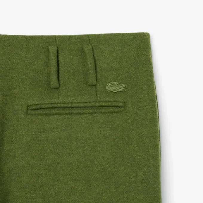 Pantaloni sartoriali in lana fiammata dal taglio dritto della collezione Runway