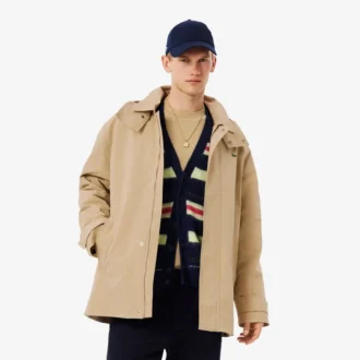 Parka da uomo di media lunghezza idrorepellente con cappuccio