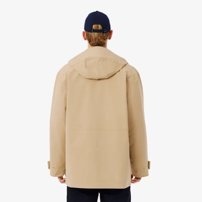 Parka da uomo di media lunghezza idrorepellente con cappuccio