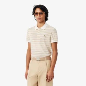 Polo a righe in petit piqué con vestibilità classica