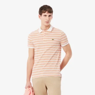 Polo a righe in petit piqué con vestibilità classica