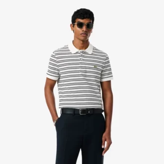 Polo a righe in petit piqué con vestibilità classica
