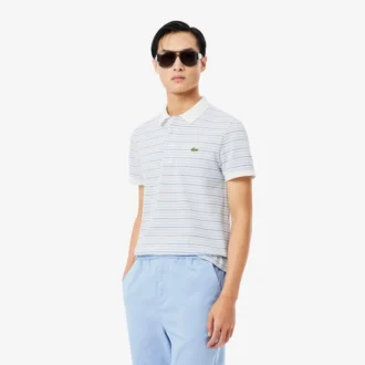 Polo a righe in petit piqué con vestibilità classica
