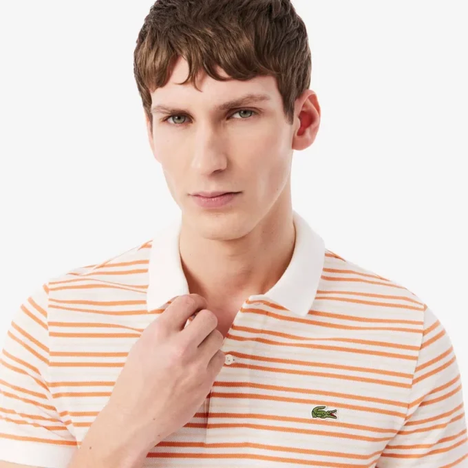 Polo a righe in petit piqué con vestibilità classica Polo a righe in petit piqué con vestibilità classica