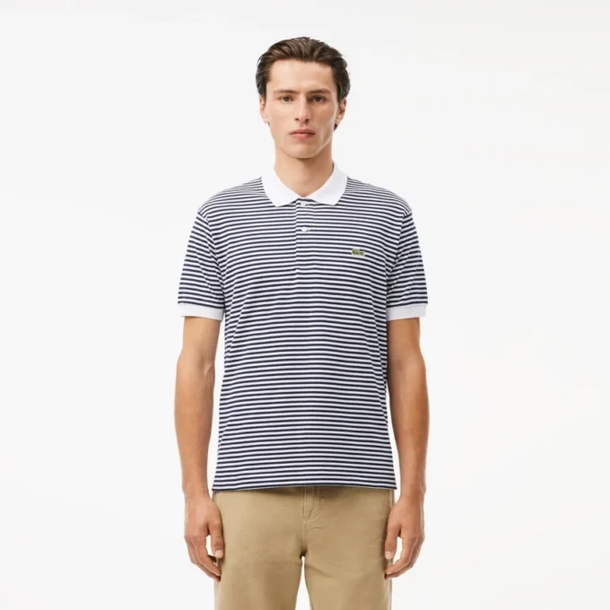 Polo a righe Petit Piqué L.12.12 da uomo, vestibilità classica Polo a righe Petit Piqué L.12.12 da uomo, vestibilità classica