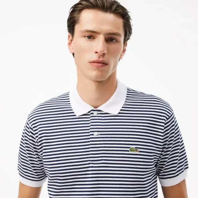 Polo a righe Petit Piqué L.12.12 da uomo, vestibilità classica Polo a righe Petit Piqué L.12.12 da uomo, vestibilità classica