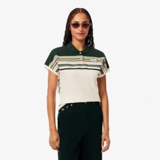 Polo a righe slim fit da donna Made in France
