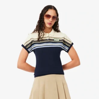 Polo a righe slim fit da donna Made in France