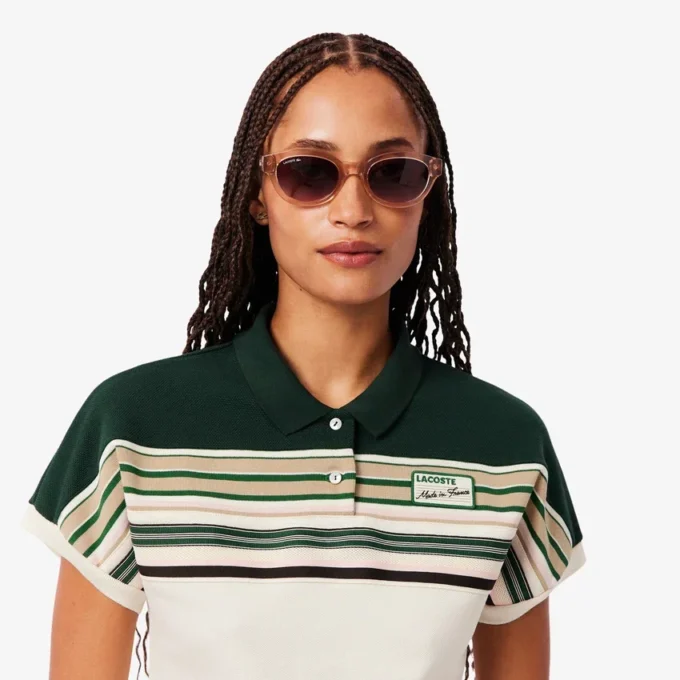 Polo a righe slim fit da donna Made in France