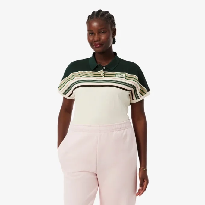 Polo a righe slim fit da donna Made in France