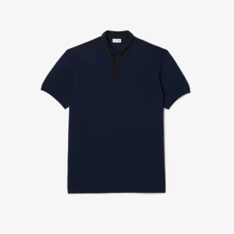 Polo con colletto a righe in piqué – Taglie forti – Tall