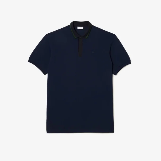 Polo con colletto a righe in piqué – Taglie forti – Tall