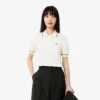 Polo da donna corta in cotone elasticizzato senza cuciture 3D Polo da donna corta in cotone elasticizzato senza cuciture 3D
