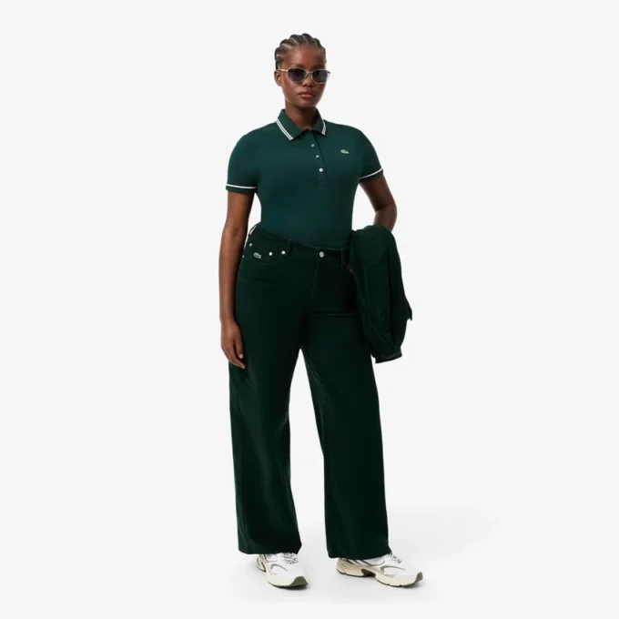 Polo da donna L.12.D slim fit con dettagli rifiniti Polo da donna L.12.D slim fit con dettagli rifiniti