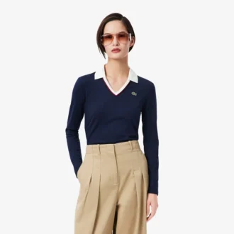 Polo da donna slim fit con dettagli rifiniti e maniche lunghe
