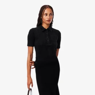 Polo da donna slim fit in maglia a coste morbida