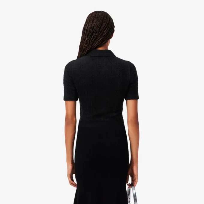 Polo da donna slim fit in maglia a coste morbida Polo da donna slim fit in maglia a coste morbida
