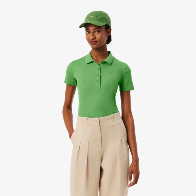 Polo da donna slim fit L.12.12 in cotone a costine Polo da donna slim fit L.12.12 in cotone a costine
