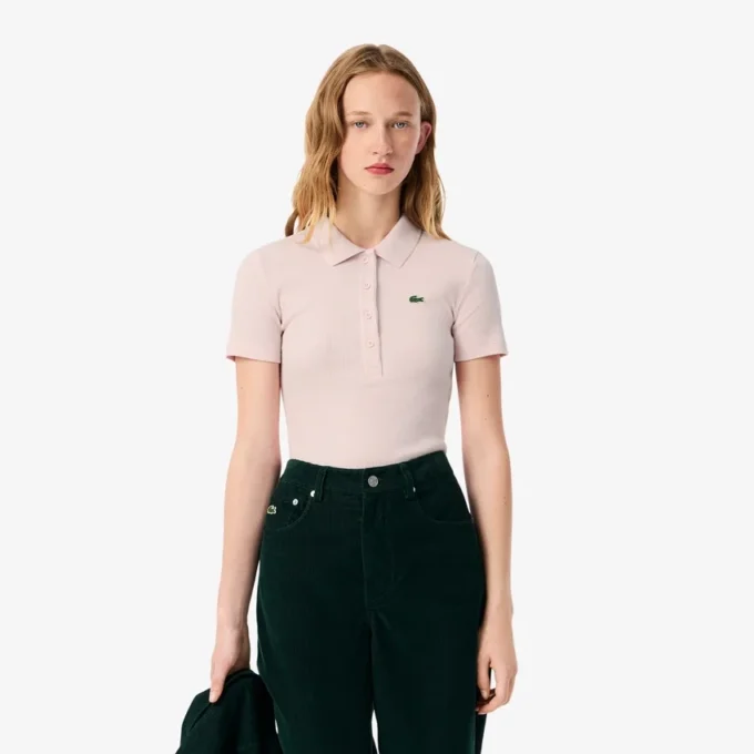 Polo da donna slim fit L.12.12 in cotone a costine Polo da donna slim fit L.12.12 in cotone a costine