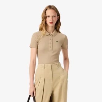 Polo da donna slim fit L.12.12 in cotone a costine