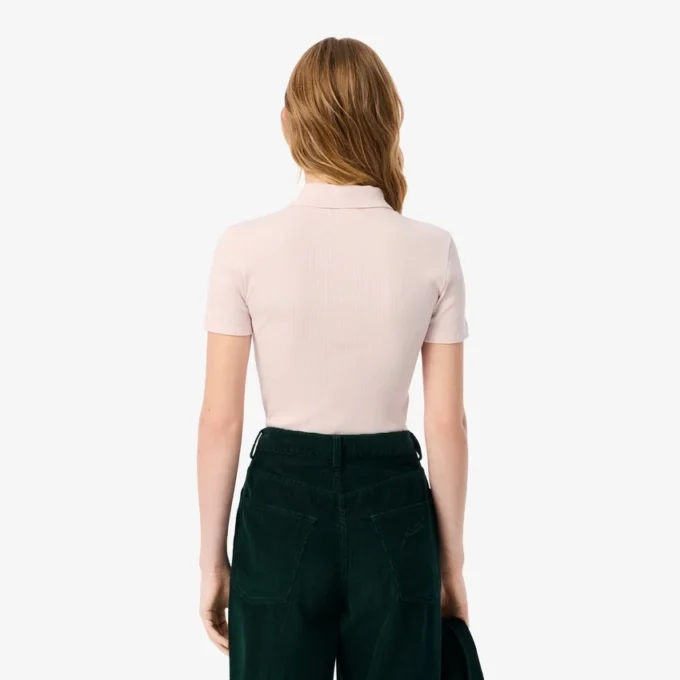Polo da donna slim fit L.12.12 in cotone a costine Polo da donna slim fit L.12.12 in cotone a costine
