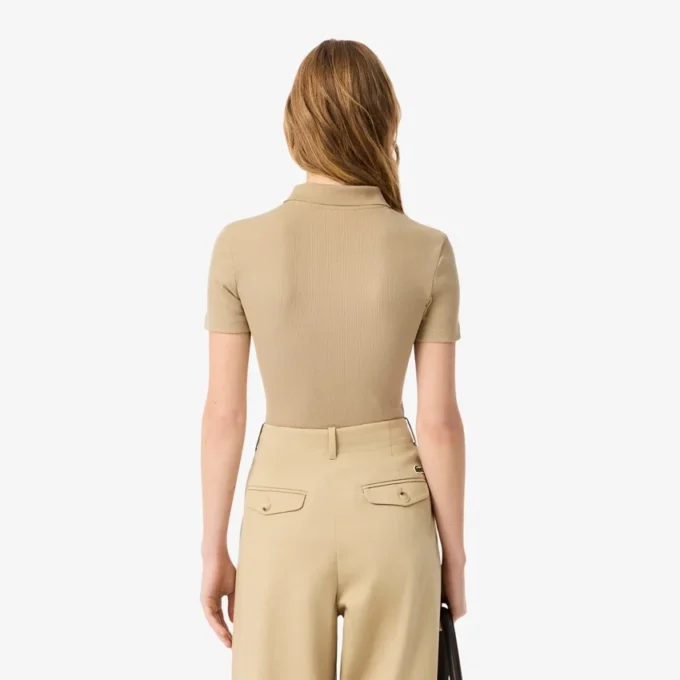 Polo da donna slim fit L.12.12 in cotone a costine Polo da donna slim fit L.12.12 in cotone a costine