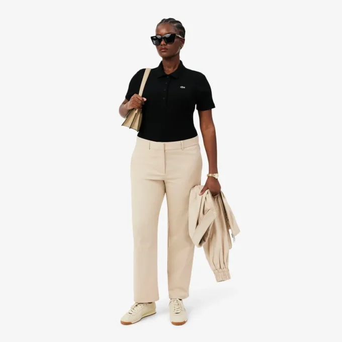 Polo da donna slim fit L.12.12 in cotone a costine Polo da donna slim fit L.12.12 in cotone a costine