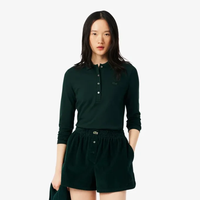 Polo da donna slim fit L.12.12 in tessuto elasticizzato Mini Piqua Polo da donna slim fit L.12.12 in tessuto elasticizzato Mini Piqua