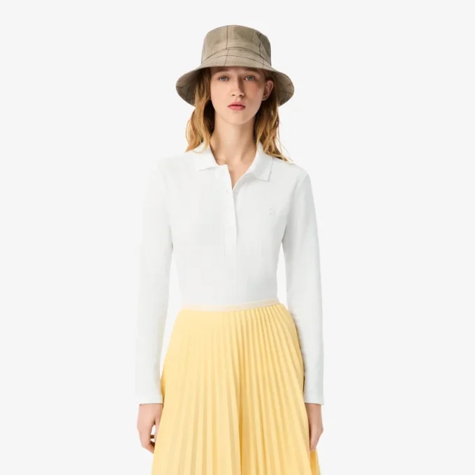 Polo da donna slim fit L.12.12 in tessuto elasticizzato Mini Piqua Polo da donna slim fit L.12.12 in tessuto elasticizzato Mini Piqua