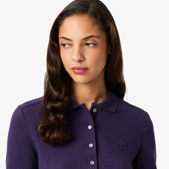 Polo da donna slim fit L.12.12 in tessuto elasticizzato Mini Piqua Polo da donna slim fit L.12.12 in tessuto elasticizzato Mini Piqua