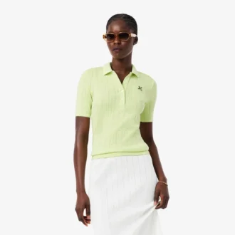Polo da donna Slim Fit Pointelle con marchio L.12.12