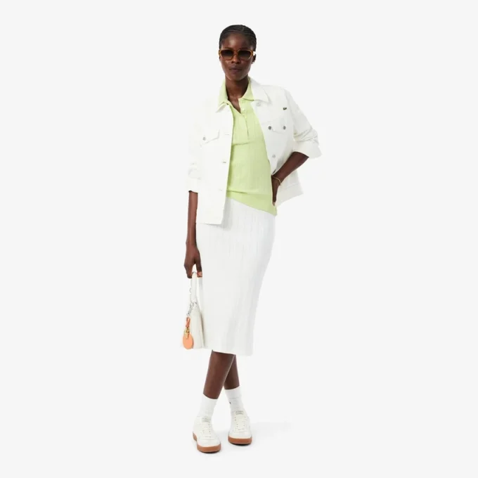 Polo da donna Slim Fit Pointelle con marchio L.12.12