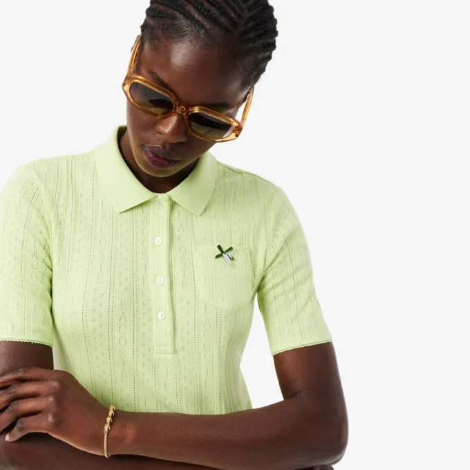 Polo da donna Slim Fit Pointelle con marchio L.12.12