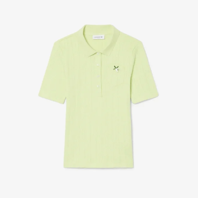 Polo da donna Slim Fit Pointelle con marchio L.12.12