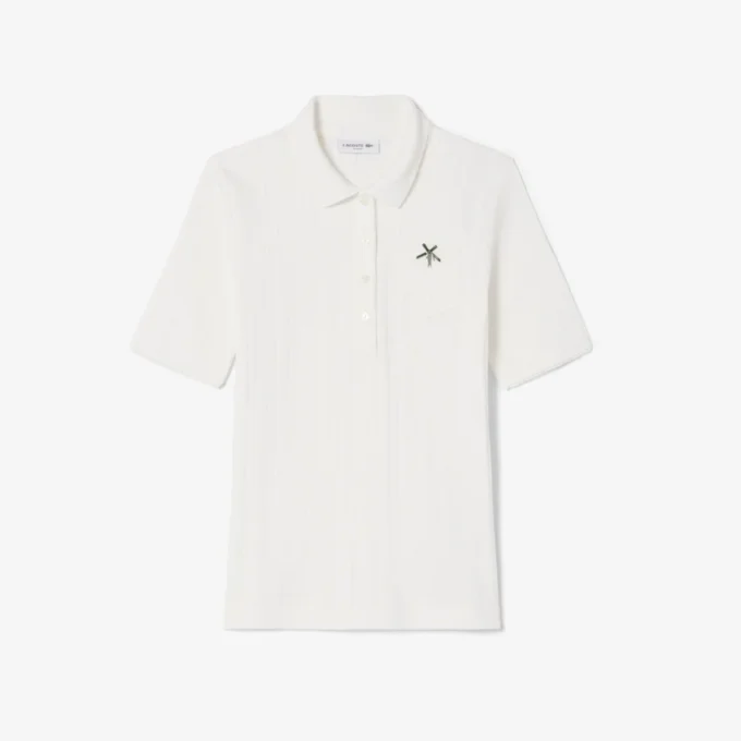 Polo da donna Slim Fit Pointelle con marchio L.12.12 Polo da donna Slim Fit Pointelle con marchio L.12.12