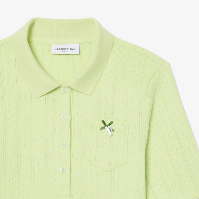Polo da donna Slim Fit Pointelle con marchio L.12.12
